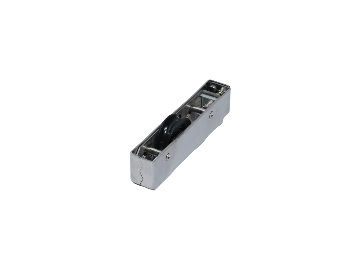Single wheel sliding roller in a stainless steel body