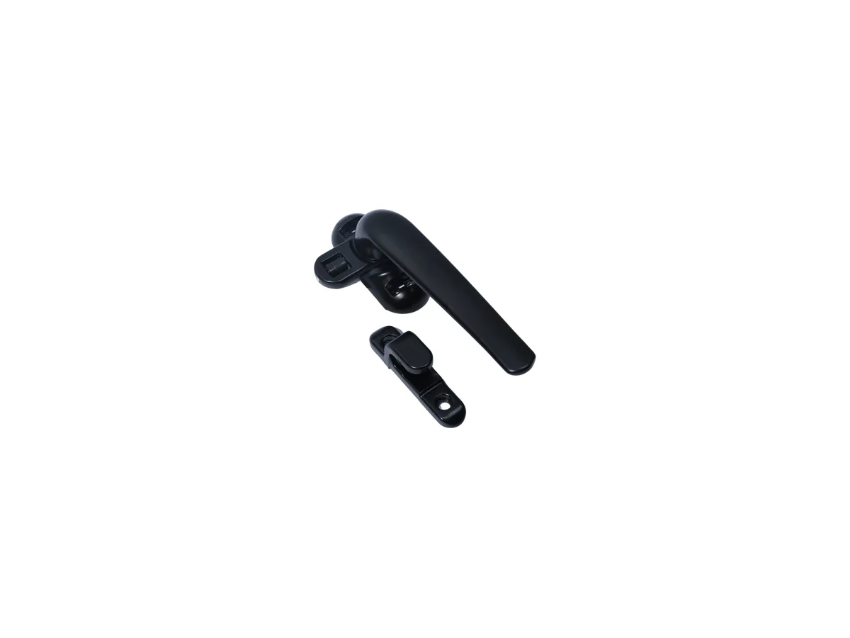 Black single point casement lock with its keep