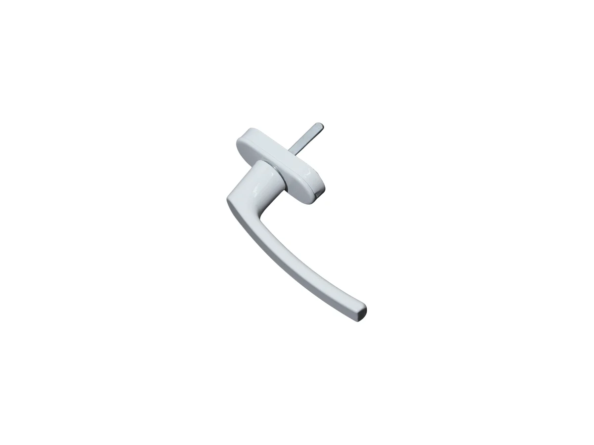 White L-handle for uPVC window sashes